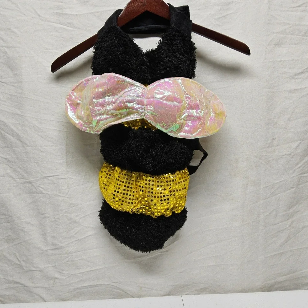 Tom's Toy International Bumble Bee Pet Costume Large Black Yellow Sequin Wings